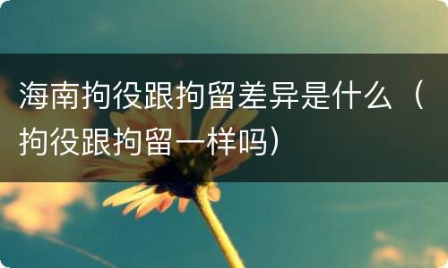 海南拘役跟拘留差异是什么（拘役跟拘留一样吗）