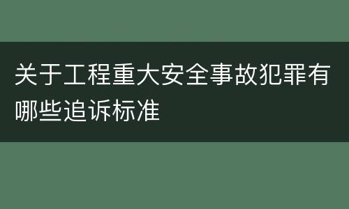 关于工程重大安全事故犯罪有哪些追诉标准
