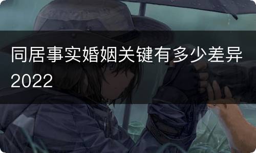 同居事实婚姻关键有多少差异2022