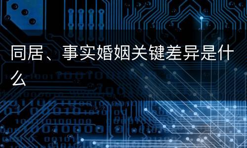 同居、事实婚姻关键差异是什么