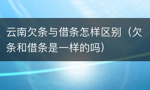 云南欠条与借条怎样区别（欠条和借条是一样的吗）