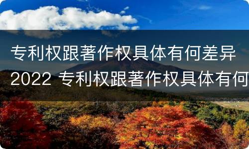 专利权跟著作权具体有何差异2022 专利权跟著作权具体有何差异2022年