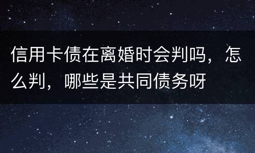 信用卡债在离婚时会判吗，怎么判，哪些是共同债务呀