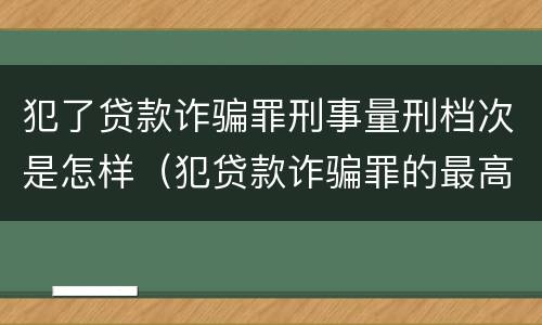 犯了贷款诈骗罪刑事量刑档次是怎样（犯贷款诈骗罪的最高刑期是多久）