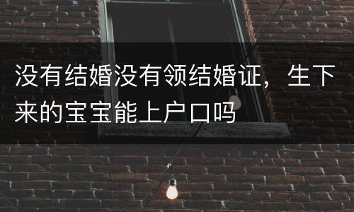 没有结婚没有领结婚证，生下来的宝宝能上户口吗