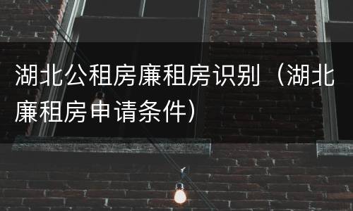 湖北公租房廉租房识别（湖北廉租房申请条件）