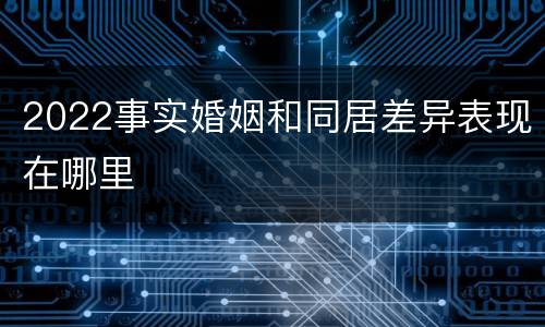 2022事实婚姻和同居差异表现在哪里