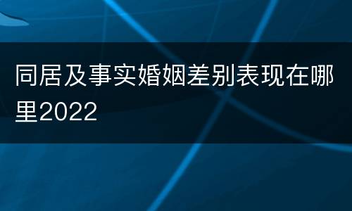 同居及事实婚姻差别表现在哪里2022