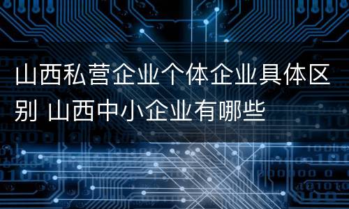 山西私营企业个体企业具体区别 山西中小企业有哪些
