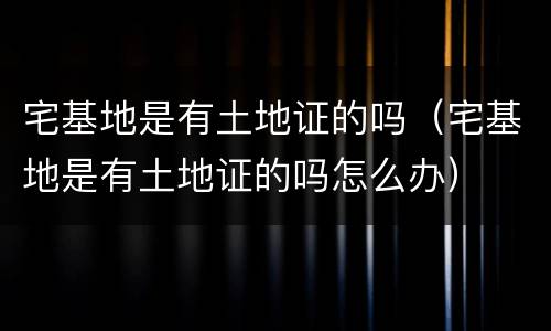 宅基地是有土地证的吗（宅基地是有土地证的吗怎么办）