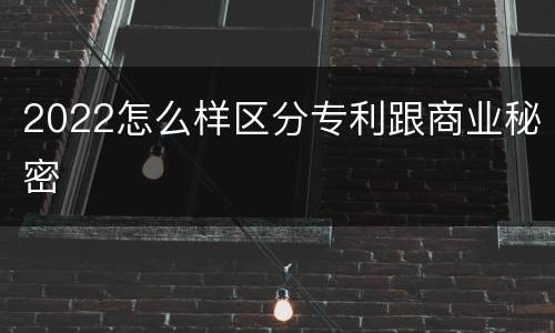 2022怎么样区分专利跟商业秘密
