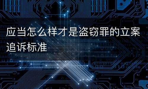 应当怎么样才是盗窃罪的立案追诉标准