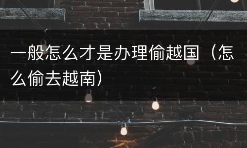一般怎么才是办理偷越国（怎么偷去越南）