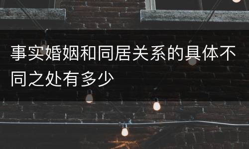 事实婚姻和同居关系的具体不同之处有多少