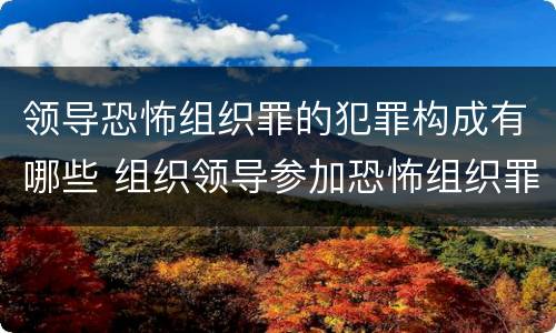 领导恐怖组织罪的犯罪构成有哪些 组织领导参加恐怖组织罪是危险犯还是行为犯