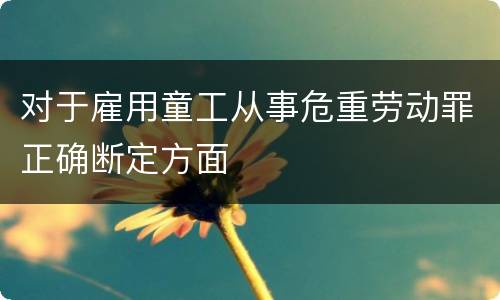对于雇用童工从事危重劳动罪正确断定方面