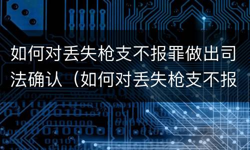 如何对丢失枪支不报罪做出司法确认（如何对丢失枪支不报罪做出司法确认）