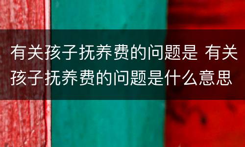 有关孩子抚养费的问题是 有关孩子抚养费的问题是什么意思