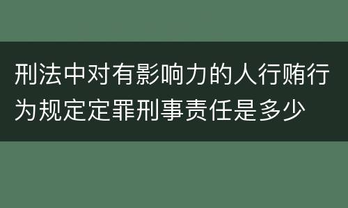刑法中对有影响力的人行贿行为规定定罪刑事责任是多少