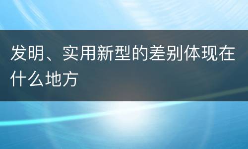 发明、实用新型的差别体现在什么地方