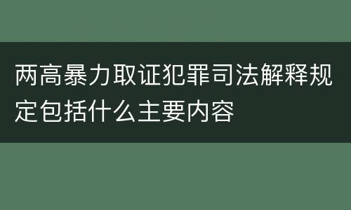 两高暴力取证犯罪司法解释规定包括什么主要内容