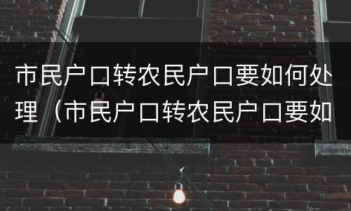 市民户口转农民户口要如何处理（市民户口转农民户口要如何处理流程）