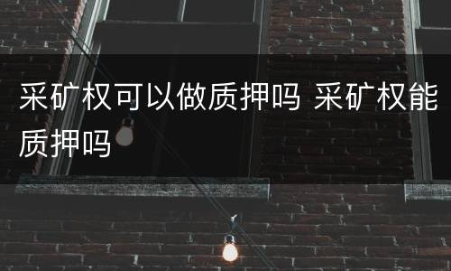 采矿权可以做质押吗 采矿权能质押吗