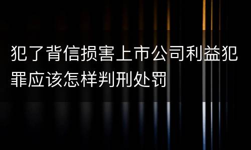 犯了背信损害上市公司利益犯罪应该怎样判刑处罚