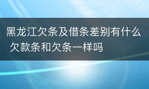 黑龙江欠条及借条差别有什么 欠款条和欠条一样吗