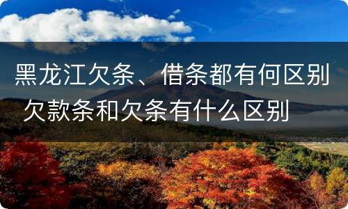 黑龙江欠条、借条都有何区别 欠款条和欠条有什么区别