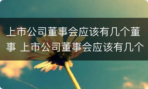 上市公司董事会应该有几个董事 上市公司董事会应该有几个董事长