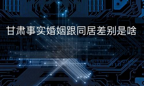 甘肃事实婚姻跟同居差别是啥