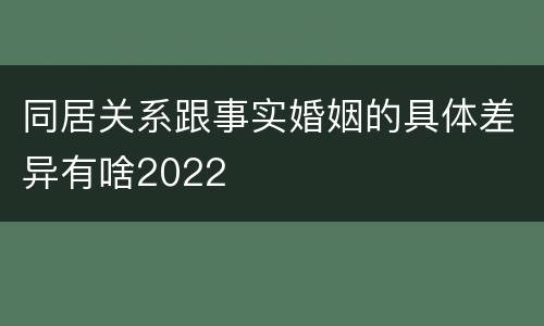 同居关系跟事实婚姻的具体差异有啥2022