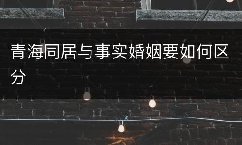 青海同居与事实婚姻要如何区分