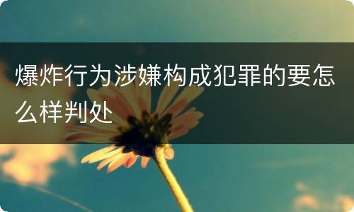 爆炸行为涉嫌构成犯罪的要怎么样判处