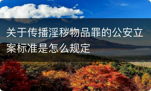 关于传播淫秽物品罪的公安立案标准是怎么规定