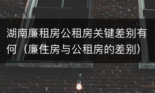 湖南廉租房公租房关键差别有何（廉住房与公租房的差别）