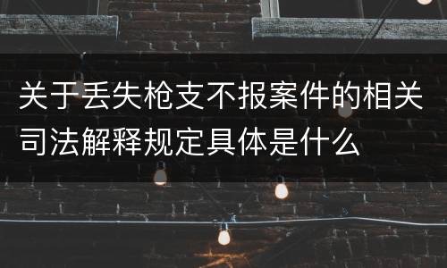 关于丢失枪支不报案件的相关司法解释规定具体是什么