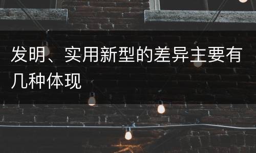 发明、实用新型的差异主要有几种体现