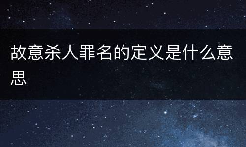 故意杀人罪名的定义是什么意思