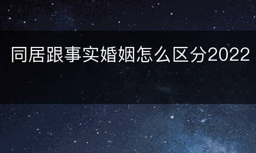 同居跟事实婚姻怎么区分2022