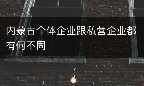 内蒙古个体企业跟私营企业都有何不同