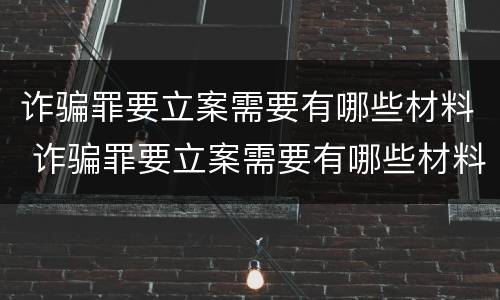 诈骗罪要立案需要有哪些材料 诈骗罪要立案需要有哪些材料和手续