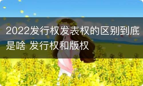 2022发行权发表权的区别到底是啥 发行权和版权
