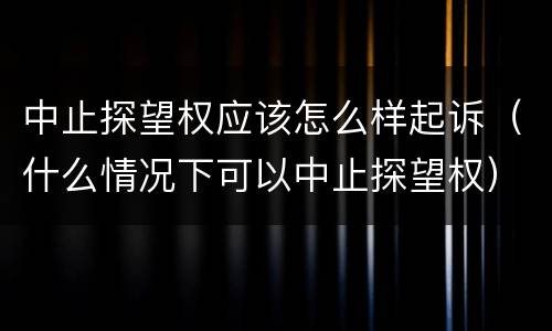 中止探望权应该怎么样起诉（什么情况下可以中止探望权）