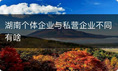 湖南个体企业与私营企业不同有啥