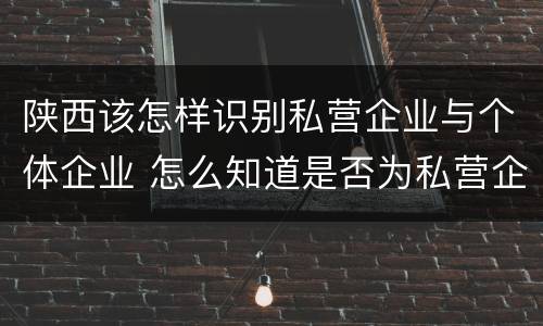 陕西该怎样识别私营企业与个体企业 怎么知道是否为私营企业