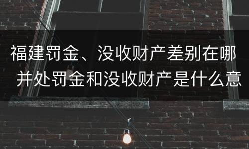 福建罚金、没收财产差别在哪 并处罚金和没收财产是什么意思