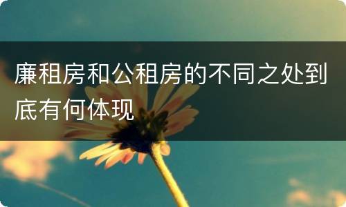 廉租房和公租房的不同之处到底有何体现