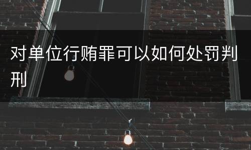 对单位行贿罪可以如何处罚判刑